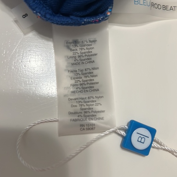 NWT Blue Rod Beattie Bandeau Navy Multi One Piece Swimsuit - Picture 7 of 9